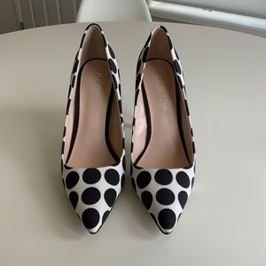 ALDO HEELS WHITE WITH BLACK POLKA DOT “CHOEWIA-79”